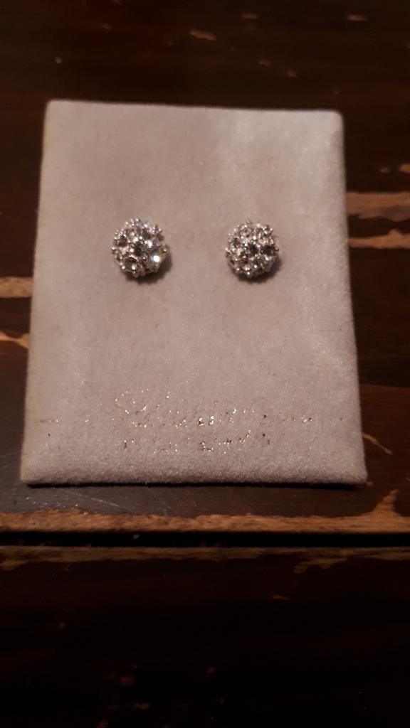 Boucles d'oreilles en forme de boule en argent avec pierres, Enlèvement ou Envoi, Avec cristal, Argent, Neuf