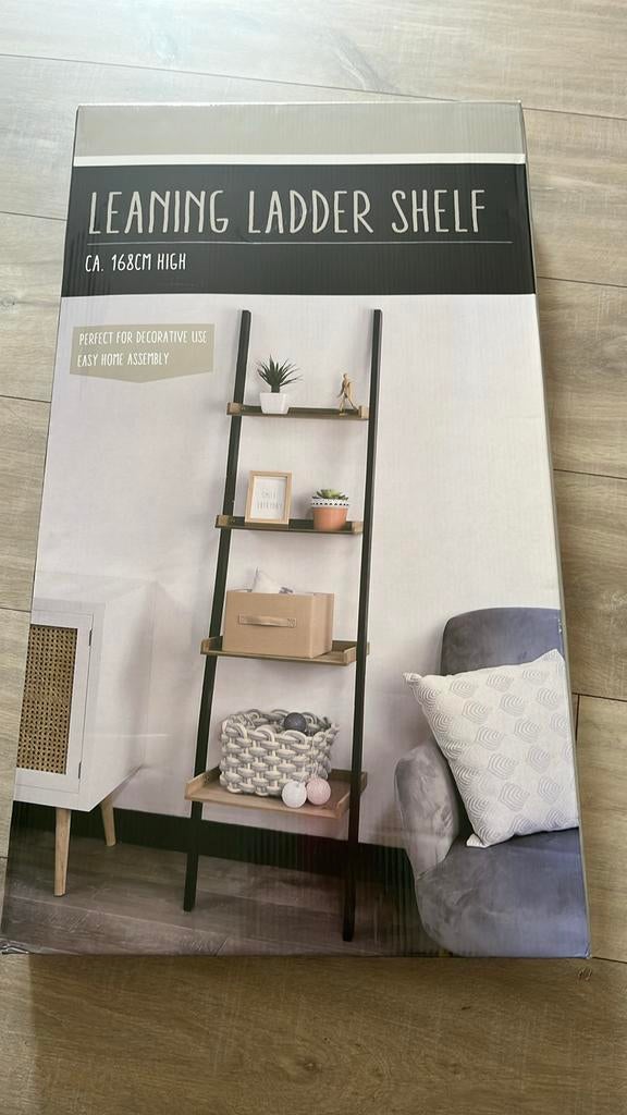 Etagere échelle bois et bois noir. Neuf et emballé, Maison & Meubles, Enlèvement ou Envoi, Neuf
