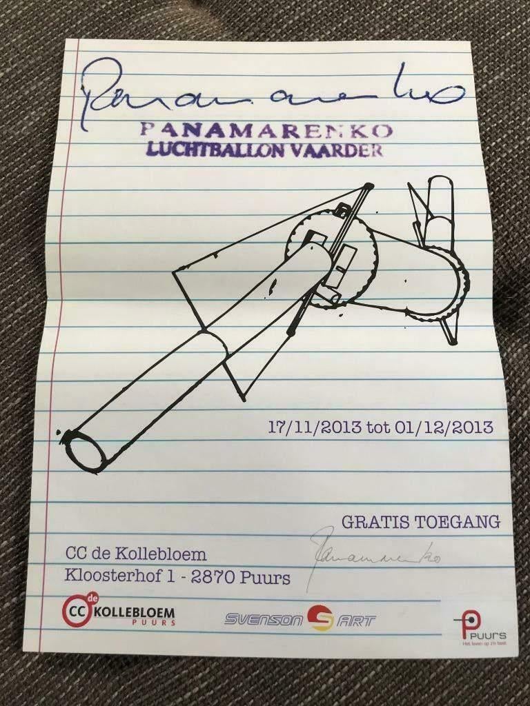 poster luchtbalonvaarder Panamarenko , getekend, Antiek en Kunst, Ophalen
