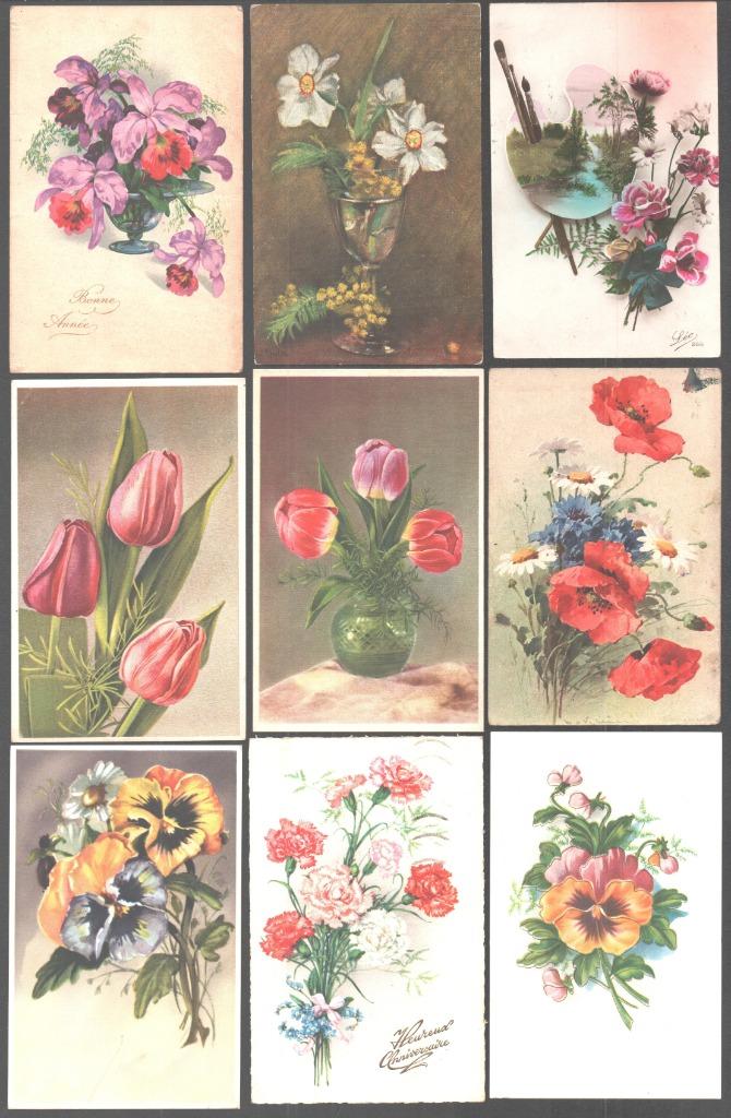 lot van 79 postkaarten / wenskaarten thema bloemen, Ophalen of Verzenden, Overige thema's