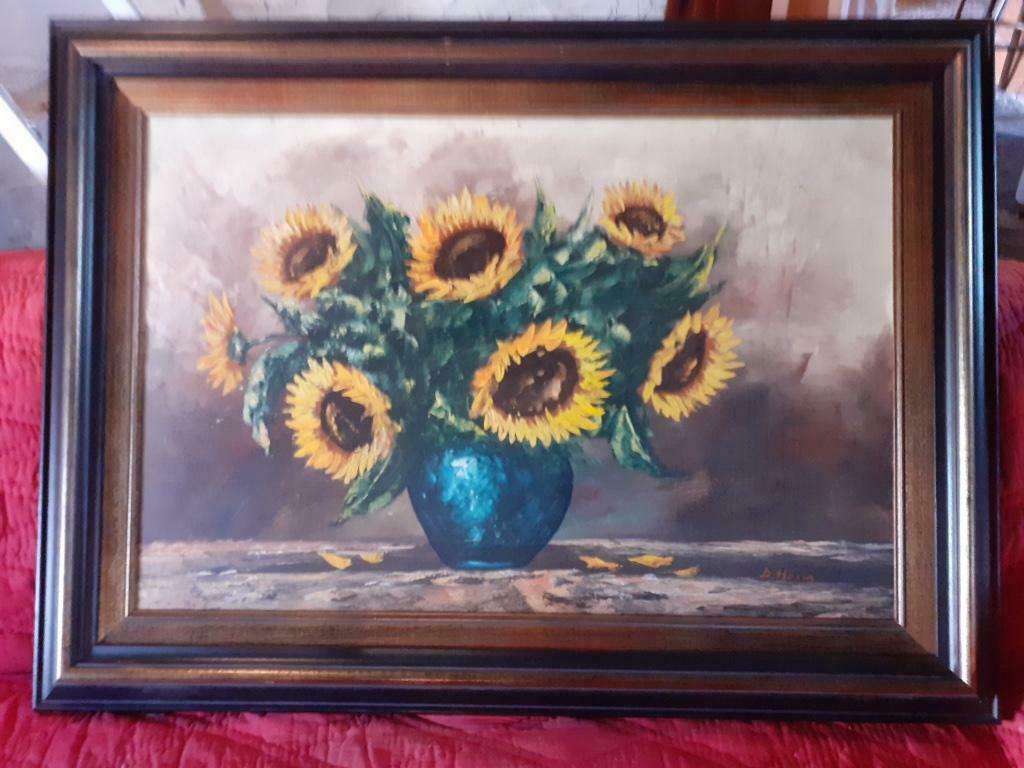 schilderij zonnebloem, Antiek en Kunst, Ophalen