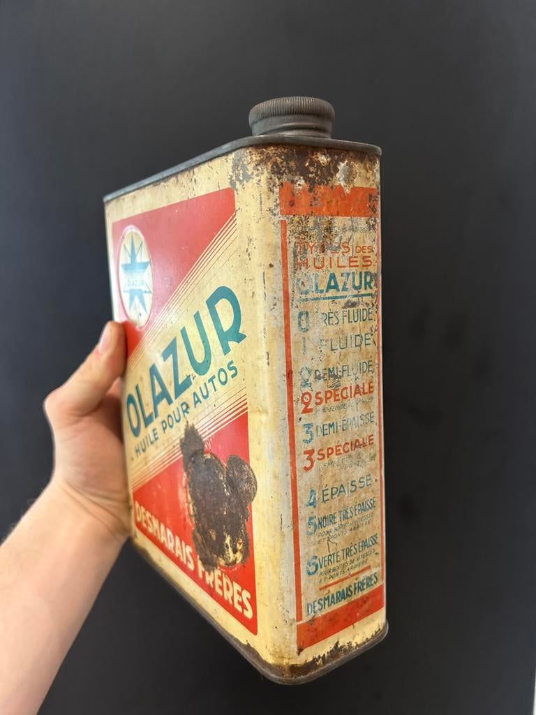 Olieblik olie blik oliekan Olazur Azur vintage oliekan, Verzamelen, Ophalen of Verzenden, Zo goed als nieuw