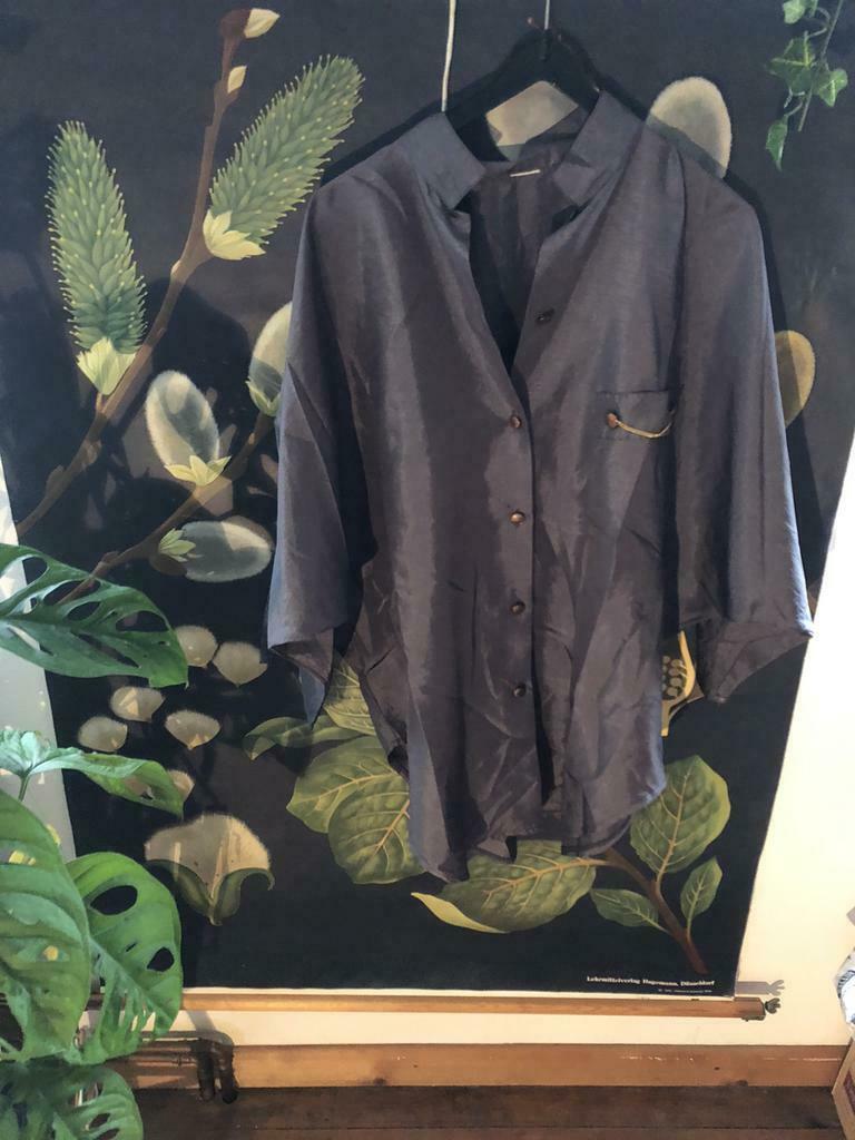 Vintage baggy glanzende blouse, Ophalen of Verzenden, Maat 42/44 (L), Overige kleuren
