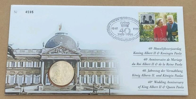 Numisletter “40 jaar Koninklijk Huwelijk” 1999, Enlèvement ou Envoi, Affranchi, Oblitération 1er jour, Maison royale