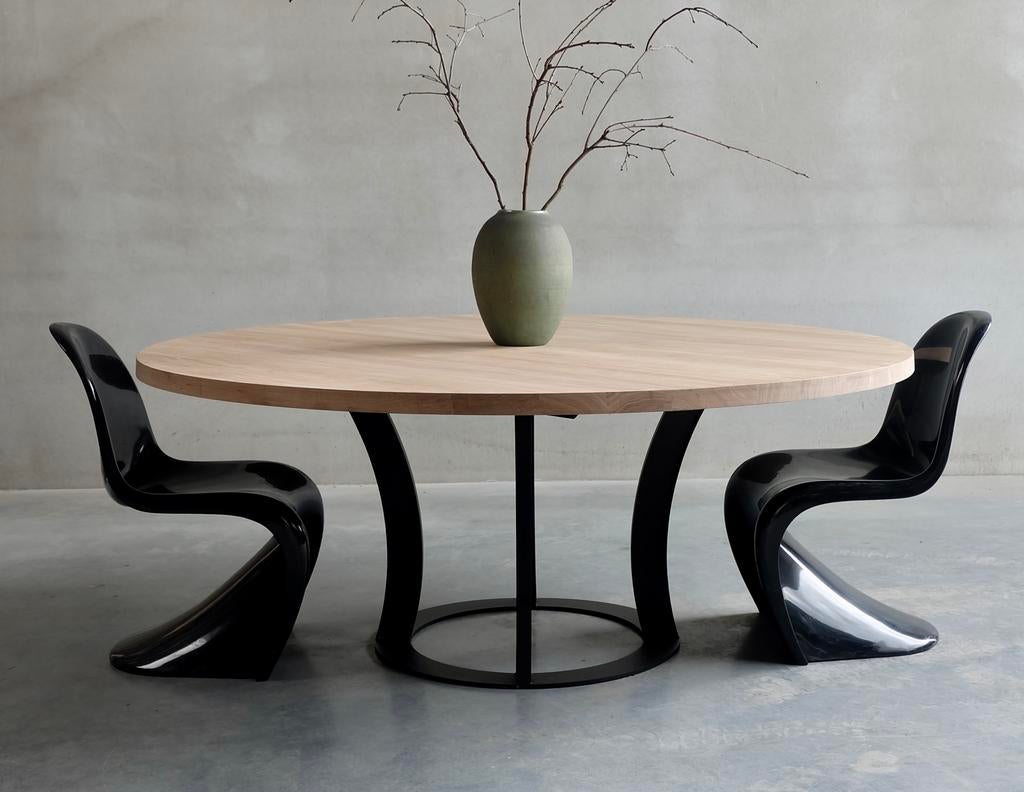 Rond tafelblad 185 cm diameter in massief eiken hout, Ophalen, Zo goed als nieuw, Rond
