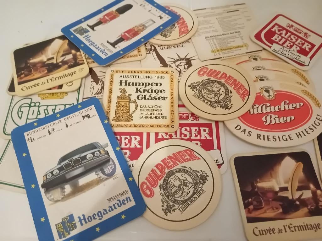 lotje van 25 heel oude bierviltjes, Ophalen of Verzenden, Zo goed als nieuw, Viltje(s), Overige merken