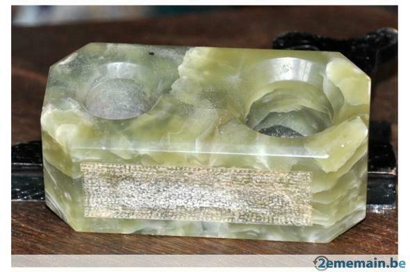 support en marbre vert pour encrier, Antiquités & Art, Antiquités | Accessoires de maison