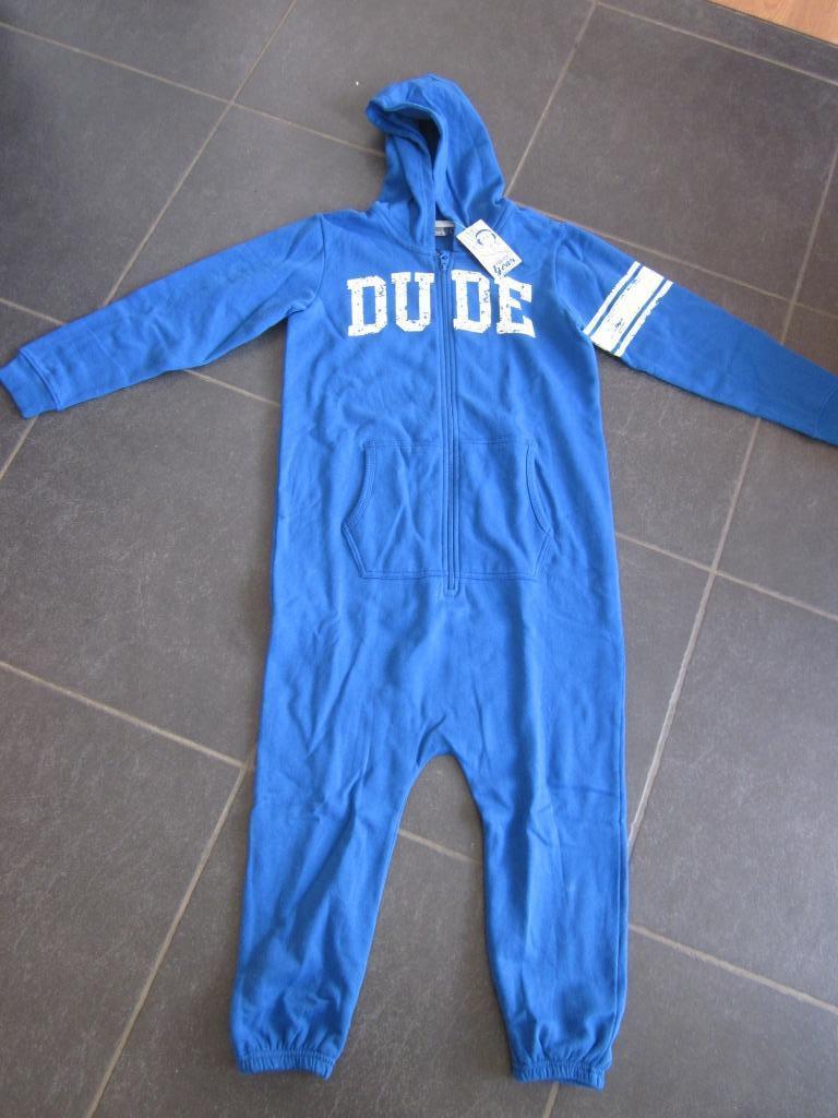 Splinternieuw blauwe pyjama (onesie) met tekst Dude, Ophalen of Verzenden, Nieuw, Jongen, Nacht- of Onderkleding