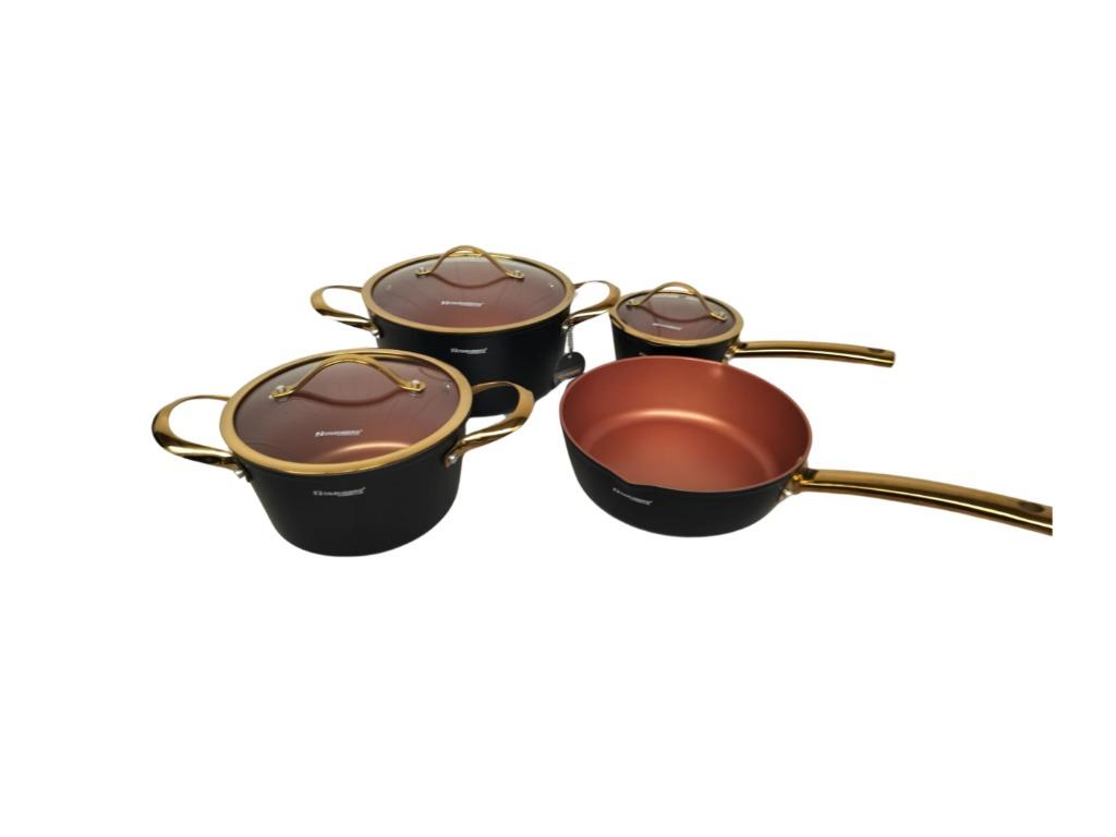 Rosenberg Luxe Pannenset - 7 delig - Zwart - Inductie.Nieuw!, Pannenset, Ophalen of Verzenden, Keramische plaat, Nieuw