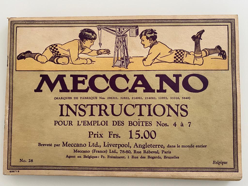 Meccano Instructions 28 Boîte 4 à 7 1926, Ophalen of Verzenden, Gebruikt, Groter dan 1:32