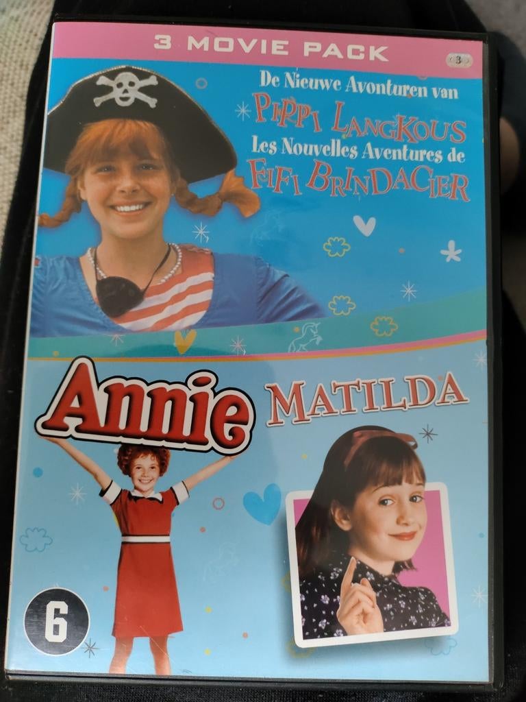 3 Movie Pack Dvd's Pipi Langkous - Annie - Mathilda., 6 tot 9 jaar, Boxset, Ophalen of Verzenden, Zo goed als nieuw