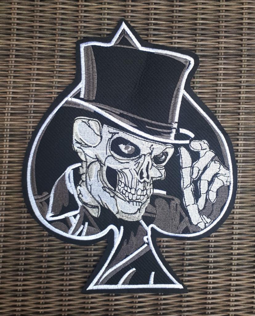Skull Spade XXL biker strijk patch - 245 x 310 mm, Ophalen of Verzenden, Nieuw zonder kaartje, Dames, Overige typen
