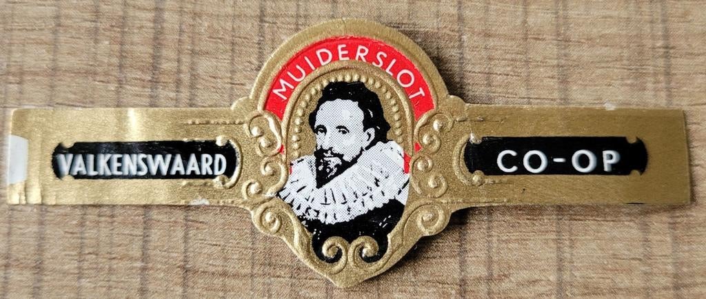 Oud sigarenbandje: Muiderslot - Valkenswaard, Verzamelen, Ophalen of Verzenden, Gebruikt, Sigarenbandjes