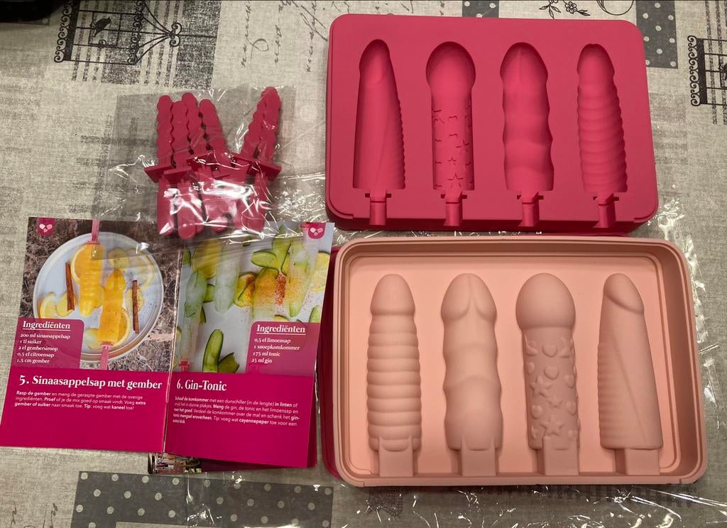 Siliconen ijsvormen met receptenboekje+8 ijssticks, Ophalen of Verzenden, Nieuw, Overige typen