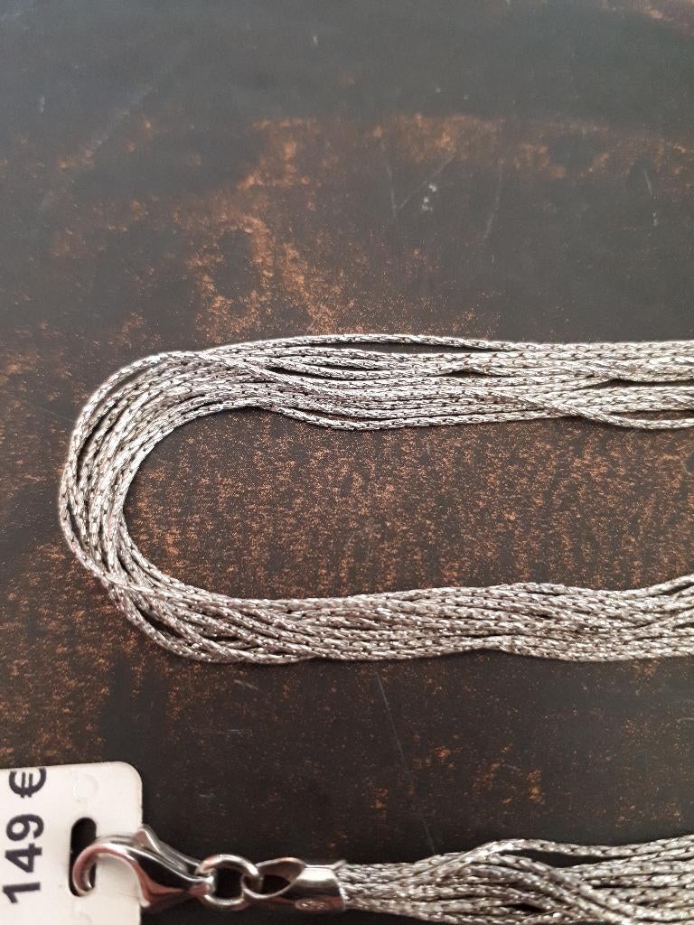 Halsketting van 925 zilver met fijne ketting, Antiek en Kunst, Ophalen of Verzenden, Zilver