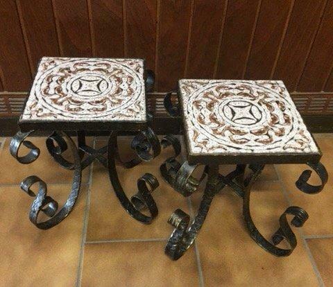 Prachtige set vintage plantentafeltjes / bijzettafeltjes, Ophalen of Verzenden