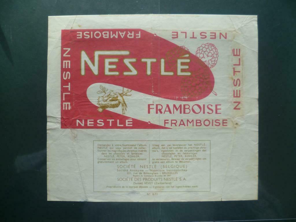 Chocolat Nestlé chocolade emballage wikkel omslagen nr. 671, Ophalen of Verzenden, Gebruikt