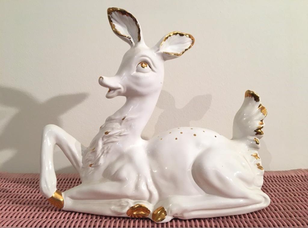 Faon céramique " Bambi " 50s * Retro * Vintage * Hertje, Enlèvement ou Envoi, Comme neuf, Animal