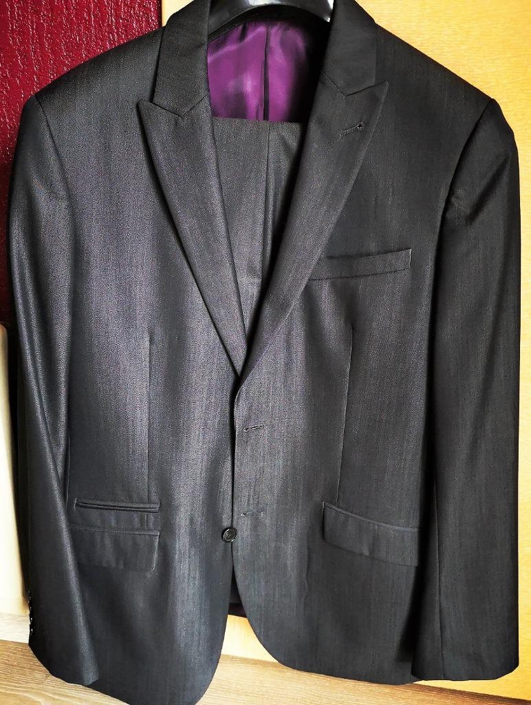 Costume moderne gris foncé, veste et pantalon, taille 40, Kleding | Heren, Ophalen, Zo goed als nieuw, Grijs