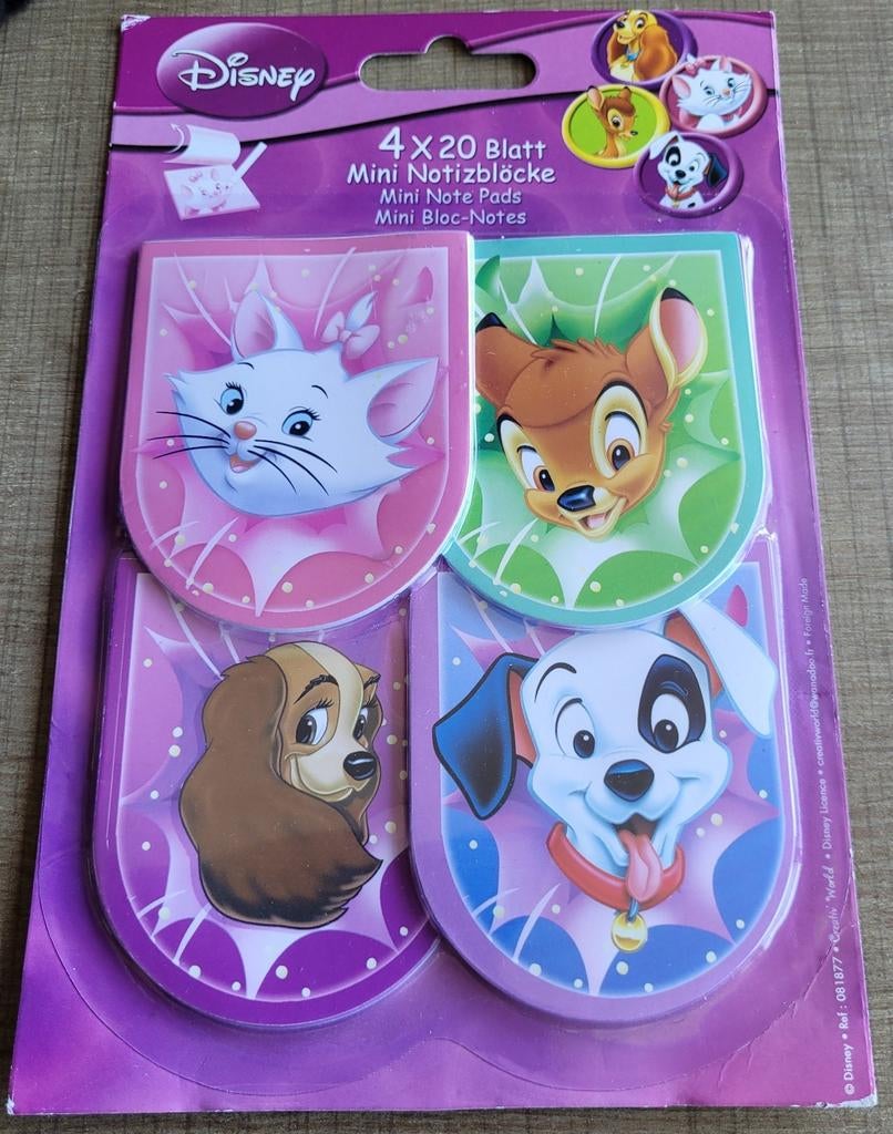 Disney: mini-notitieboekjes: Bambi, Lady, Aristokatten, Ophalen of Verzenden, Overige figuren, Nieuw, Papier, Kaart of Schrift