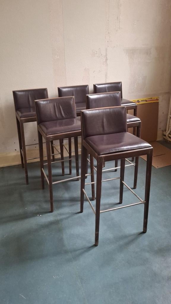 Hautec barstoel met lederen bekleding, roestvrijstalen voets, Huis en Inrichting, Barkrukken, Ophalen, Leer