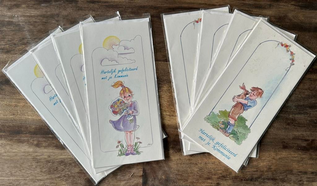 8 retro wenskaarten kommunie, Verzamelen, Ophalen of Verzenden
