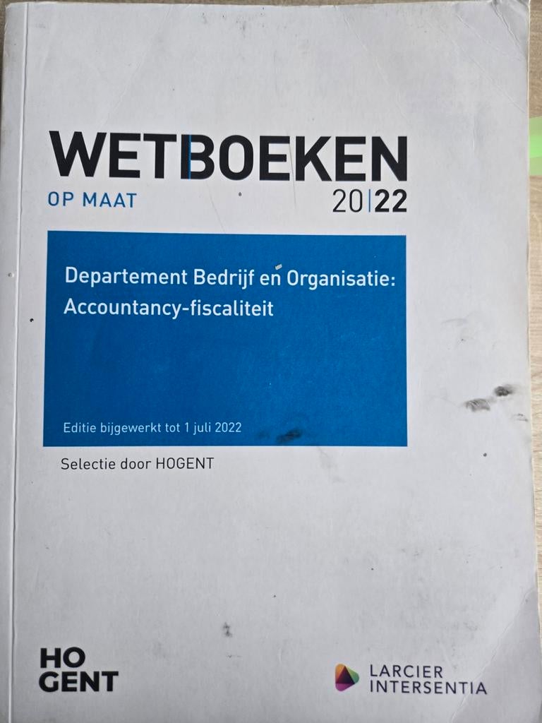 Wetboek Accountancy-Fiscaliteit - HOGENT 2022, Ophalen of Verzenden, Veerle Peeters