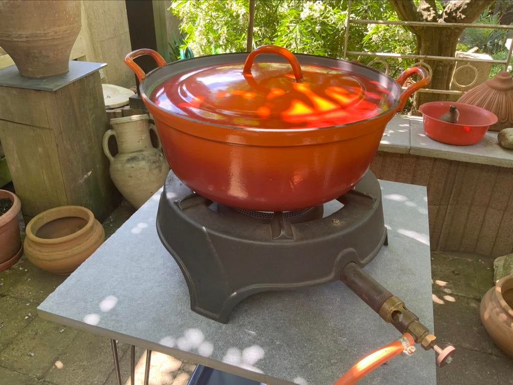 Pot emaille- perfecte mosselpot, Huis en Inrichting, Keuken | Potten en Pannen, Ophalen, Zo goed als nieuw