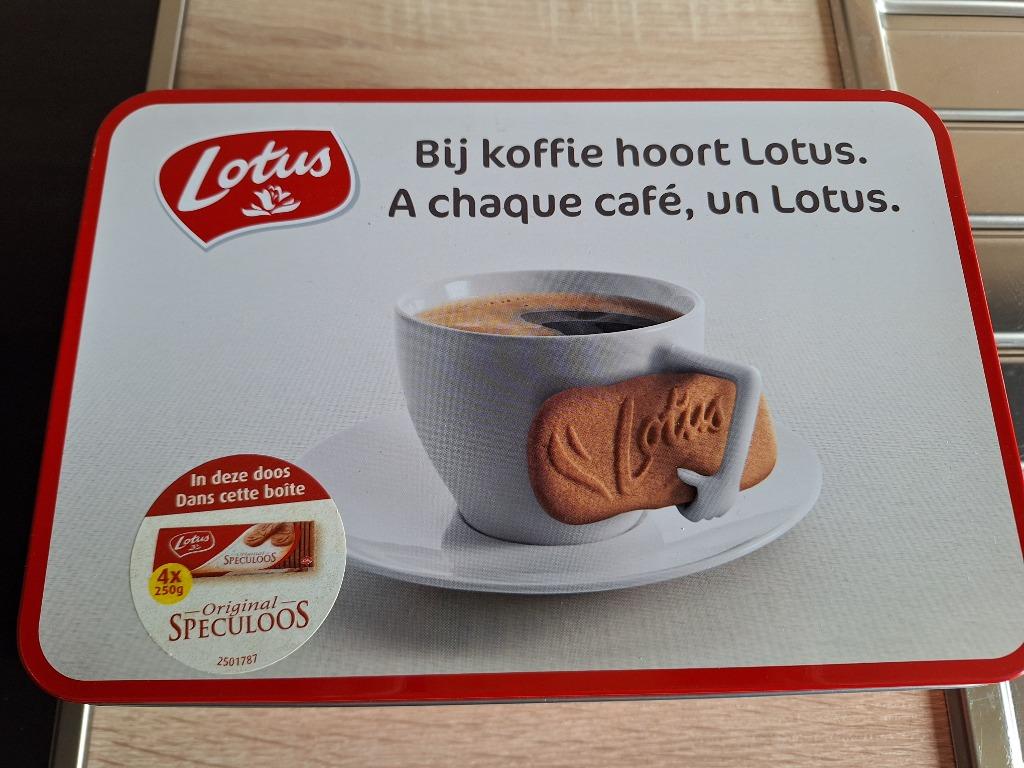 Boîte métallique marque Lotus, Collections, Boîte en métal, Enlèvement, Comme neuf, Biscuits, Autres marques
