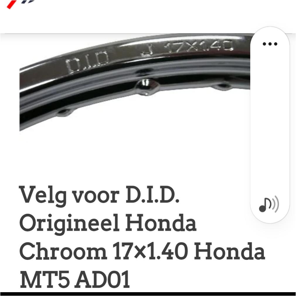 Honda chroomvelg j17x1.40 1177 dot, Ophalen, Nieuw, Overige typen, Honda