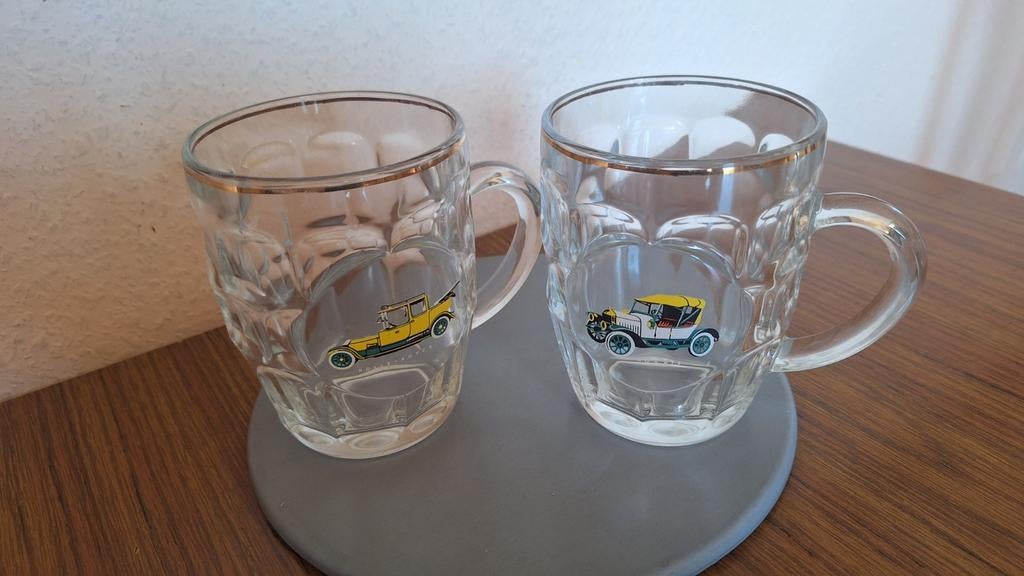 Set van 2 Bierglazen Rolls Royce en Morris nieuw 3 € gla, Ophalen of Verzenden, Zo goed als nieuw, Bierglas