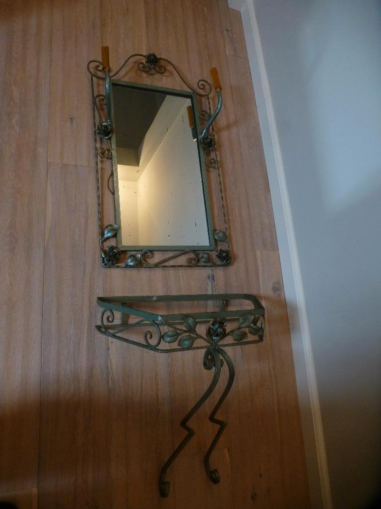 miroir en fer forgé avec éclairage et console, Moins de 100 cm, Enlèvement, Utilisé, 50 à 75 cm