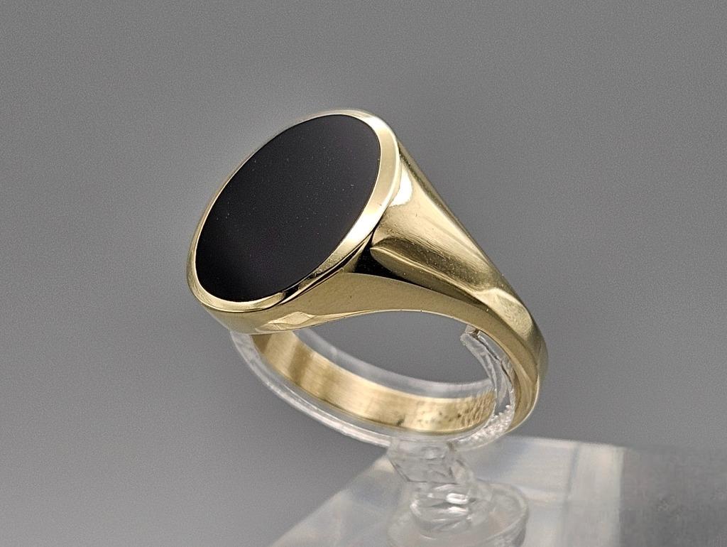 Bague vintage en or pour homme avec onyx. 2025/50., Bijoux, Sacs & Beauté, Bagues, Enlèvement ou Envoi, Femme ou Homme, Comme neuf