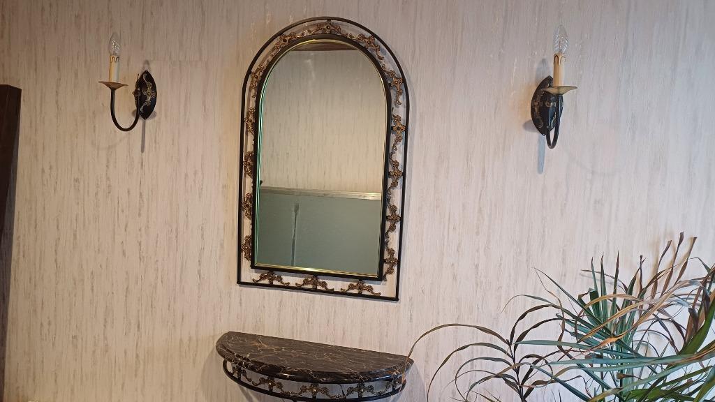 miroir avec tablette en marbre et éclairage mural, Enlèvement
