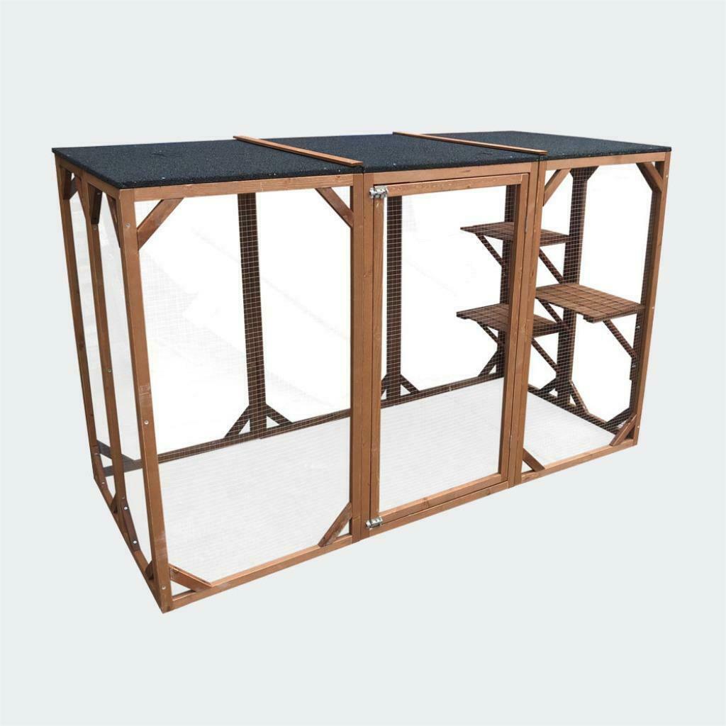 Voliere bois XXL enclos chat chatiere enclos poule parc cage, Animaux & Accessoires, Envoi, Neuf, Bois, Volière