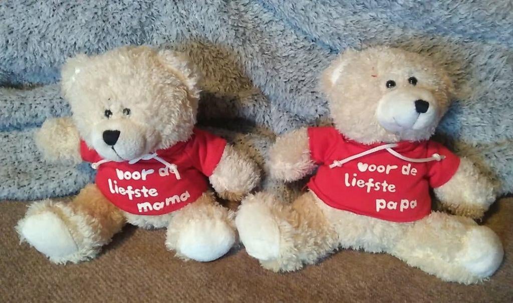 knuffel beren voor de liefste mama papa 2 stuks samen, Ophalen of Verzenden