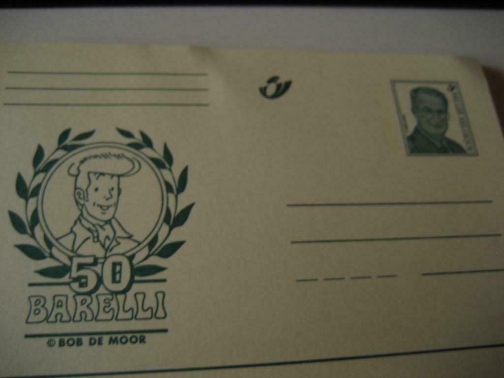 Gele briefkaart "50 jaar Barelli", Ophalen of Verzenden, Postfris, Kunst