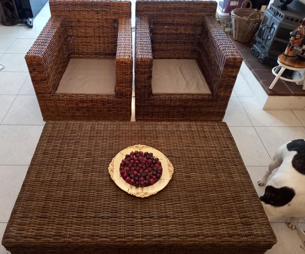 Ensemble de 2 fauteuils exclusifs avec table basse assortie, Maison & Meubles, Enlèvement