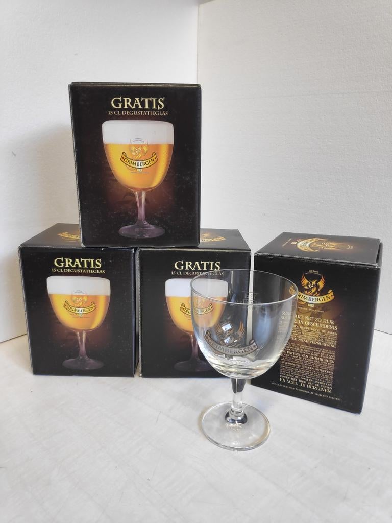 Glazen Grimbergen bier, schorten en Boek, Verzamelen, Biermerken, Ophalen, Nieuw, Glas of Glazen, Overige merken