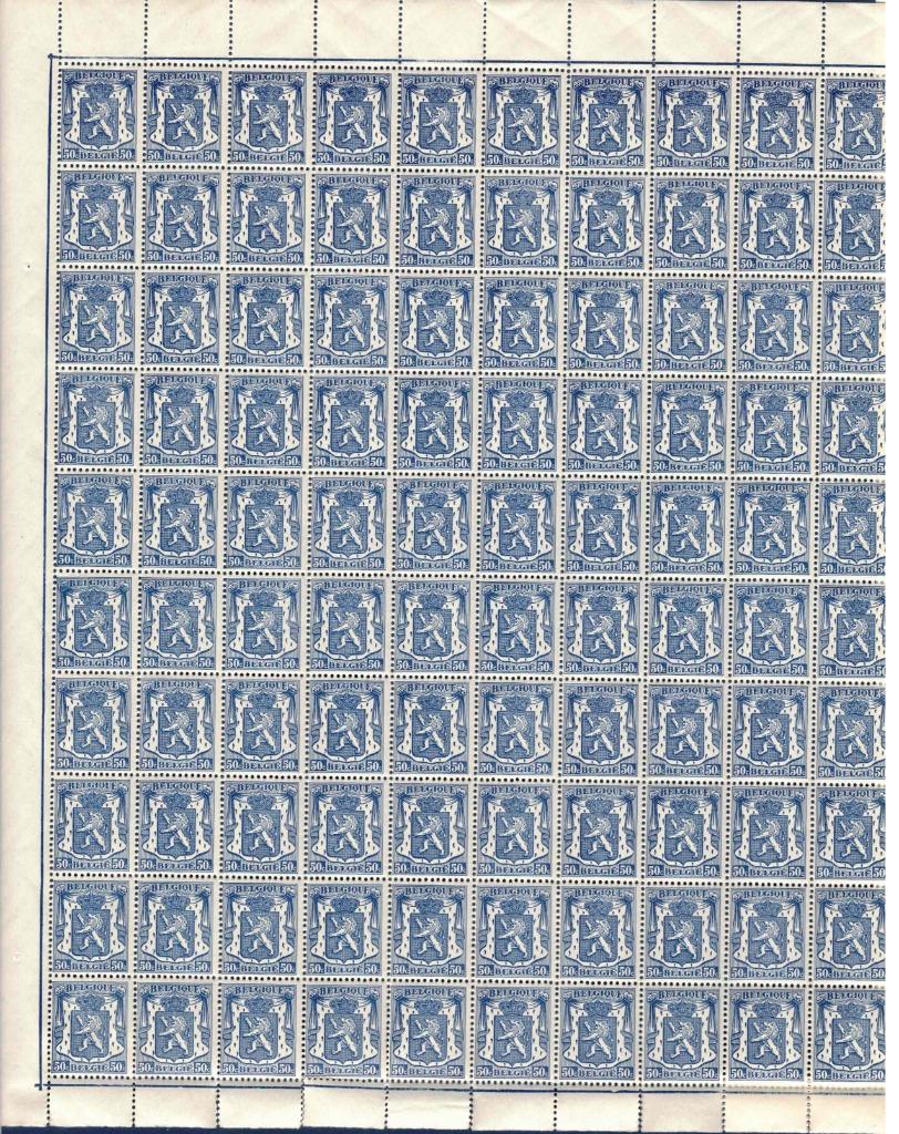 postzegels belgie nr 426 in volledig vel van 100 stuks xxx, Verzenden, Orginele gom, Zonder stempel, Postfris