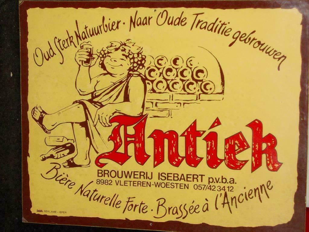 Beersign.Reclame.Karton.Antiek.Isebaert.Vleteren-Woesten, Enlèvement ou Envoi, Utilisé, Panneau publicitaire