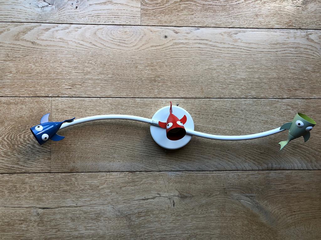 Lamp, 3 spotjes (vissen) - GU10, Gebruikt, Metaal of Aluminium, Ophalen of Verzenden, Led