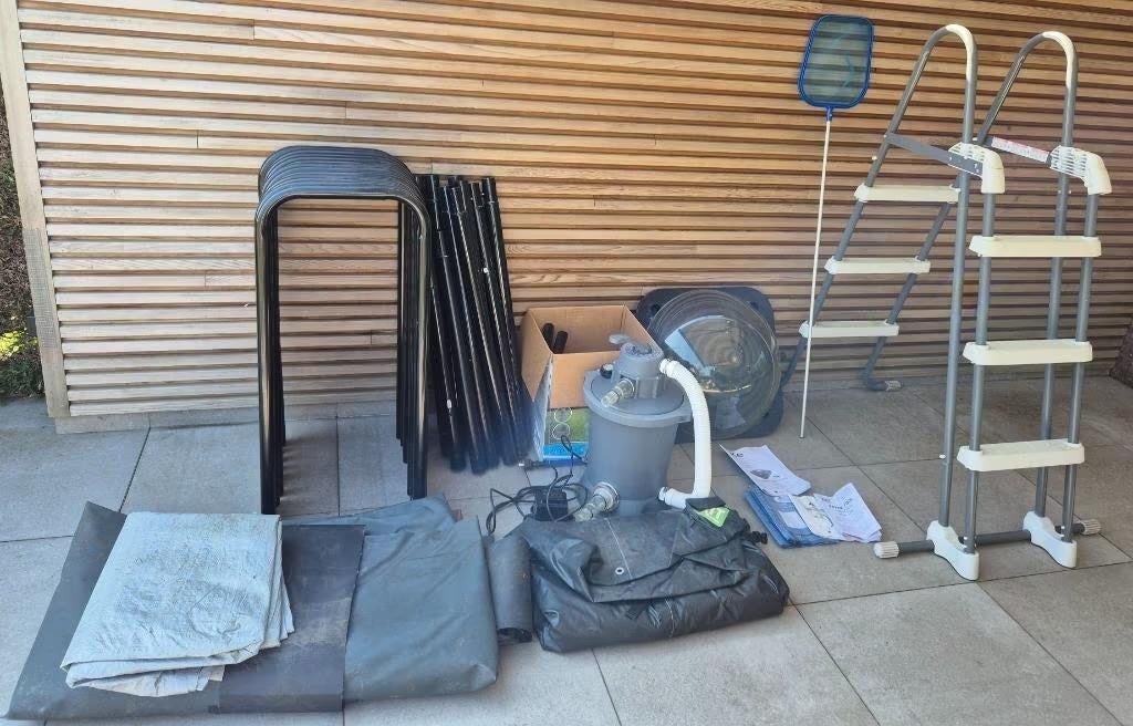 EXIT Wood Zwembad 4x2x1m, zandfilterpomp, ladder & Solar Bol, Tuin en Terras, Zwembaden, Ophalen, Gebruikt, 200 tot 300 cm, 80 tot 120 cm