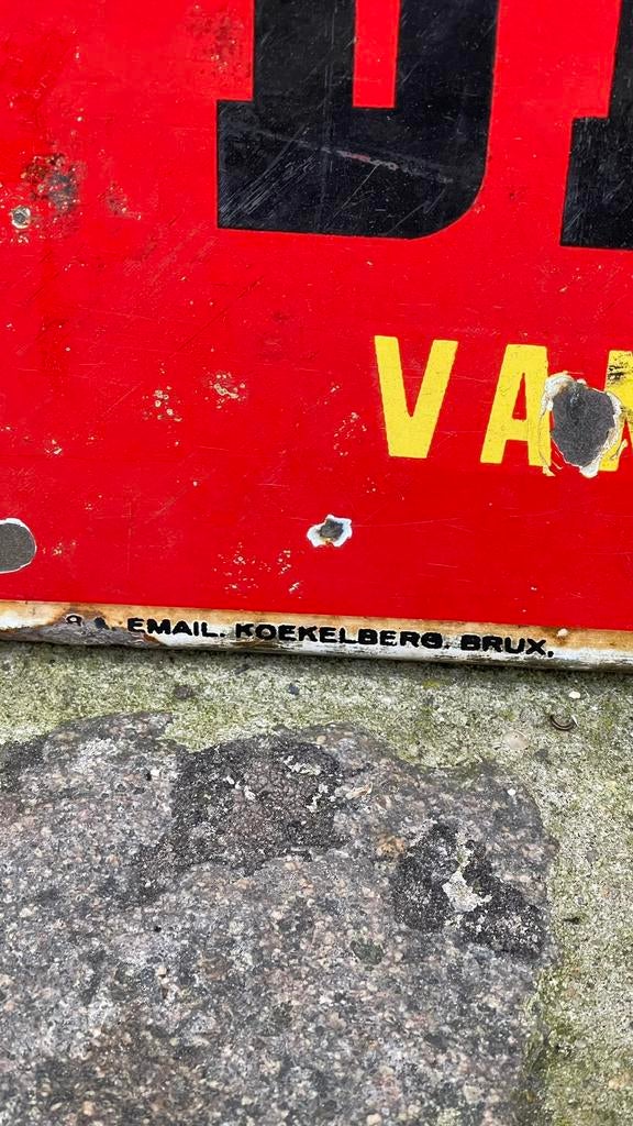 Emaille bord Belga., Verzamelen, Ophalen, Gebruikt, Reclamebord