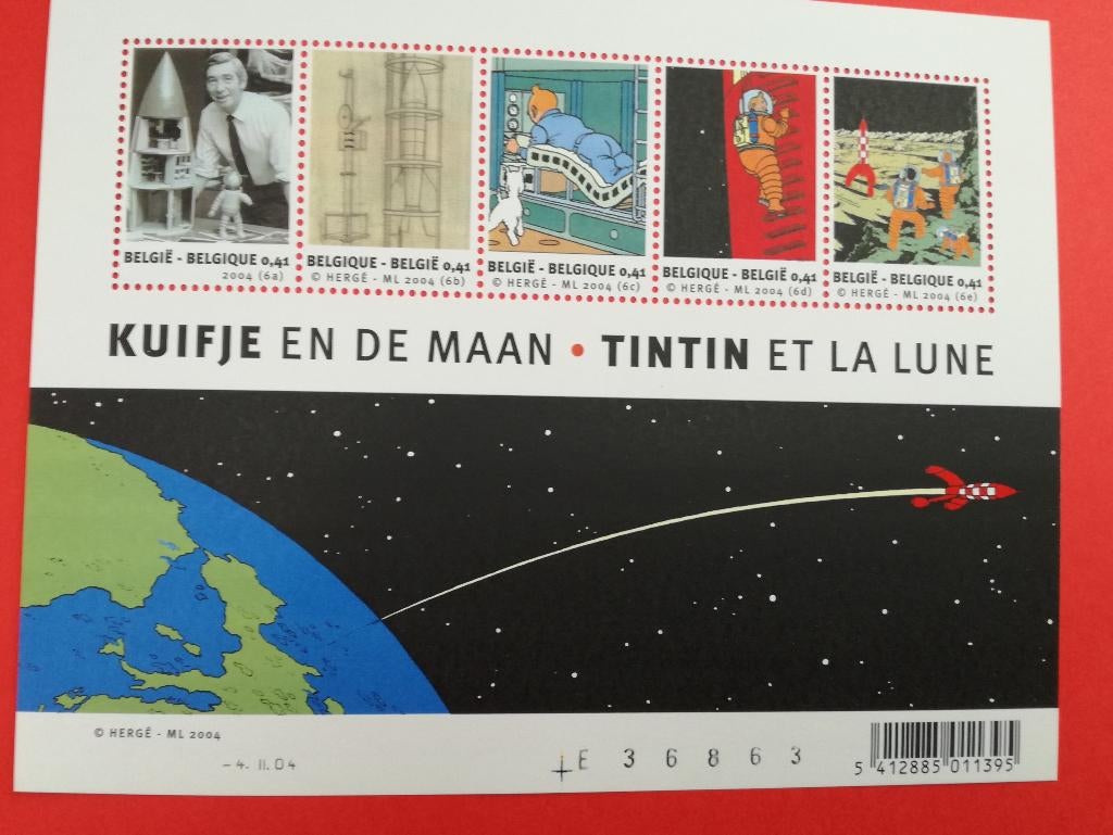 Timbres "Tintin et la Lune", Timbres & Monnaies, Enlèvement ou Envoi, Non oblitéré, Autres thèmes