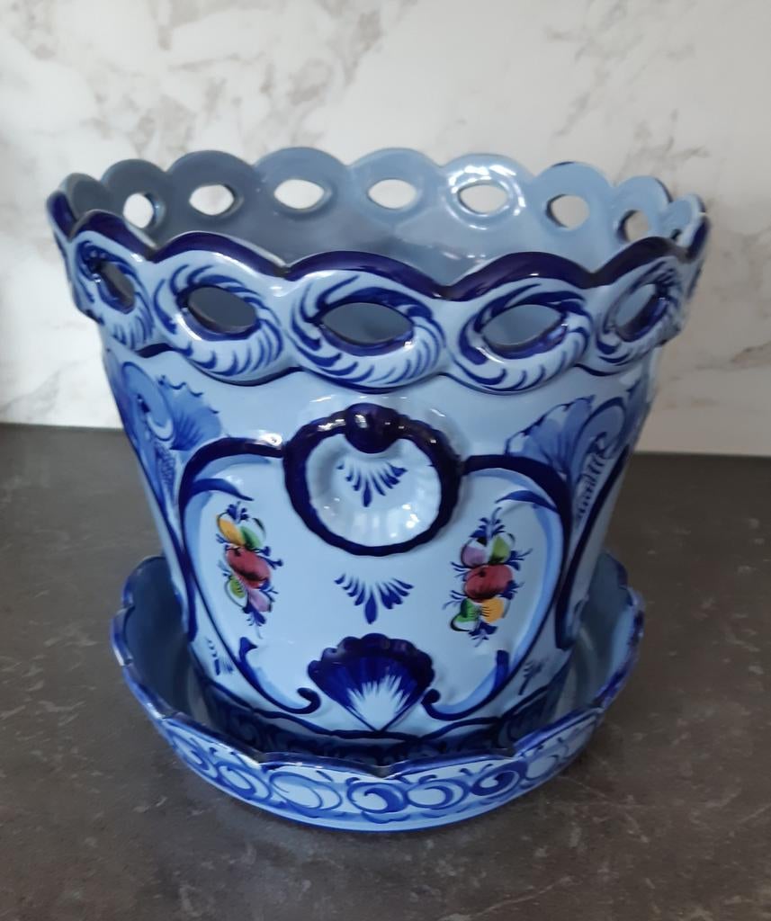 Joli pot de fleurs avec bol, Jardin & Terrasse, Enlèvement
