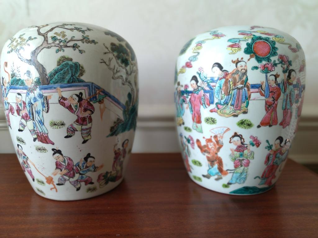 Paar chinese gemberpotten famille rose., Antiek en Kunst, Ophalen