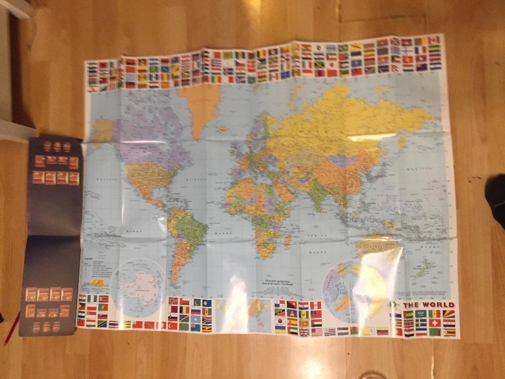 Oude wereldkaart landkaart, Ophalen of Verzenden, Zo goed als nieuw, Wereld, Landkaart