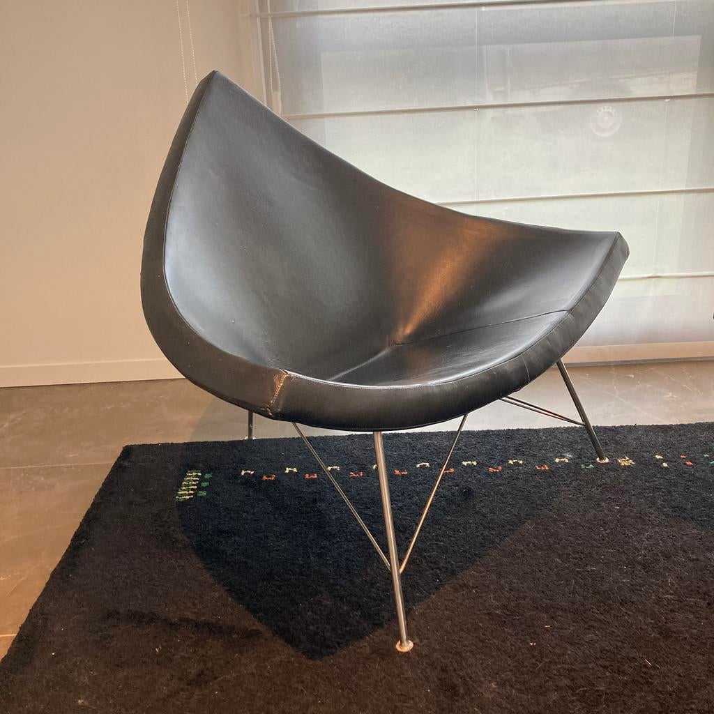 Coconut Chair leer - replica George Nelson, Huis en Inrichting, Ophalen, Gebruikt, Zwart, Leer