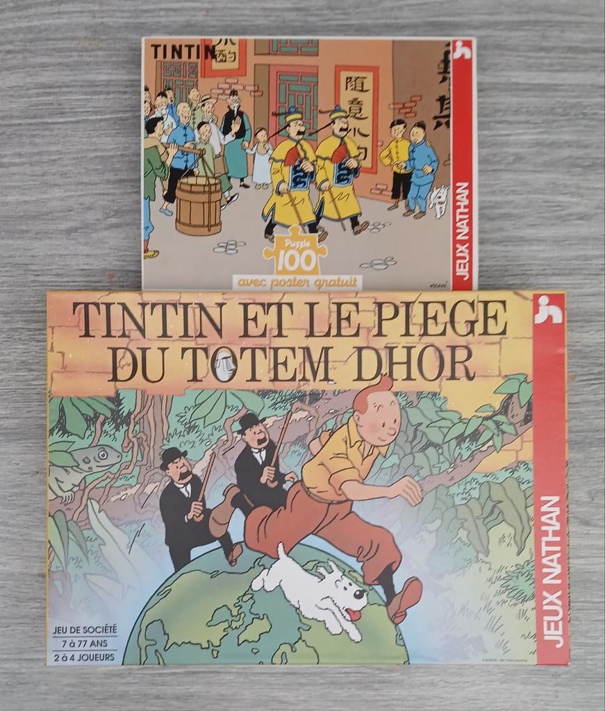 Tintin et Le Piege du Totem Dhor + Puzzle le Lotus Bleu, Ophalen of Verzenden, Kuifje, Zo goed als nieuw